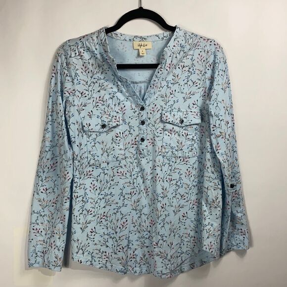 Style & Co Floral long sleeve Top size small - Picture 1 of 6
